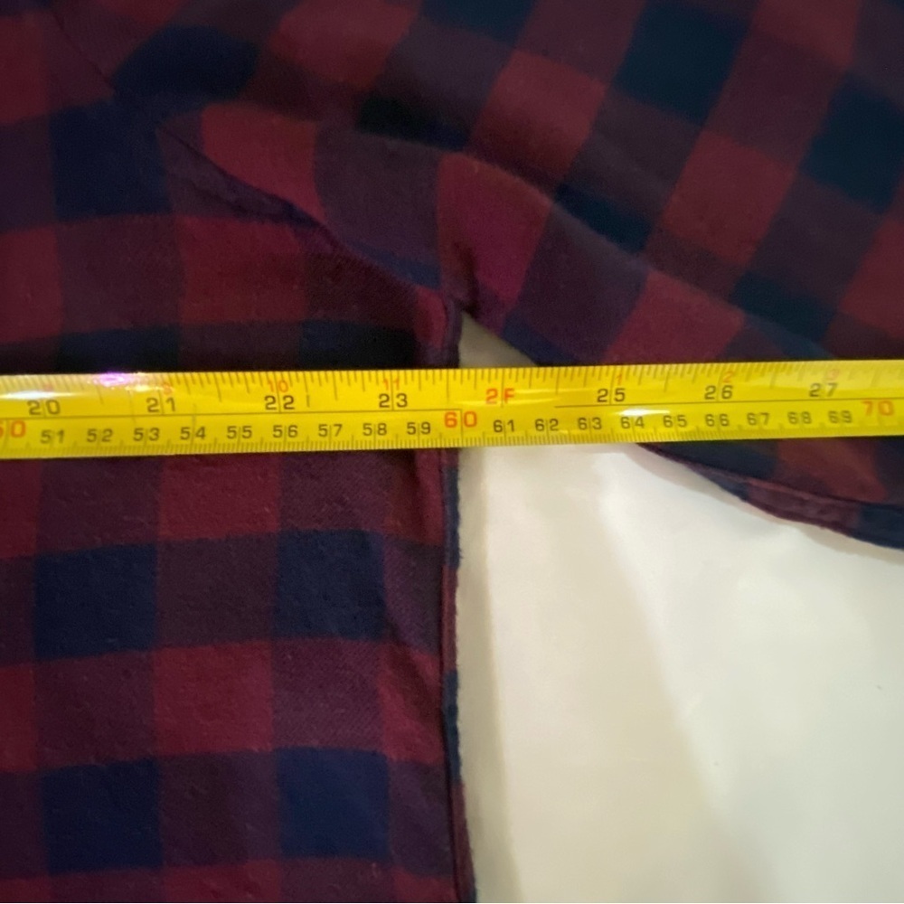 Abercrombie and Fitch women maroon navy plaid checkered button down shirt XL - Picture 5 of 12